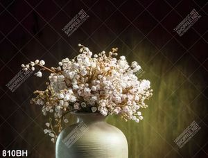 Tranh bình hoa in canvas những nhành hoa trắng trong bình