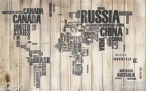 Tranh tên các nước trên bức tường quán cà phê