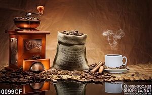 Tranh pha chế ly cà phê đen nóng treo tường