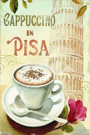 Tranh ly cà phê cappuccino trên thủ đô Pari