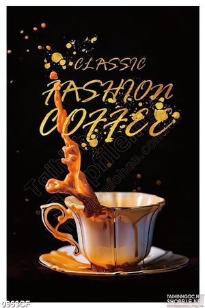 Tranh dòng chữ cofee trên nền tường đen trang trí căn phòng