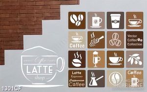 Tranh cà phê dán tường những khung hình vector tách cà phê