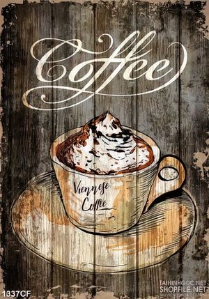 Tranh cà phê in uv tách cappuccino kem sữa thơm ngon trên bàn