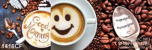 Tranh cà phê trang trí mặt cười trên tách cappuccino thơm ngon