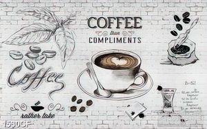 Tranh cà phê in canvas những bức họa đơn sắc và bức tường gạch