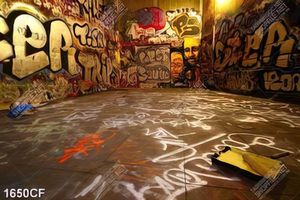 Tranh bức tường vẽ graffiti trong quán cafe