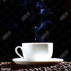 Tranh tách cà phê nóng trên tường quán cafe