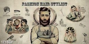 Tranh tiem toc barber trang trí salon cắt tóc cổ điển