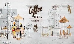 Tranh hai cô gái uống cafe bên đường phố