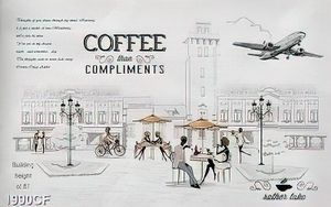 Tranh dán tường quán coffee phong cách Châu Âu