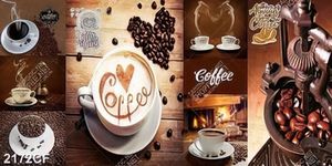 Tranh ghép hạt cafe và tách coffee trang trí quán coffee