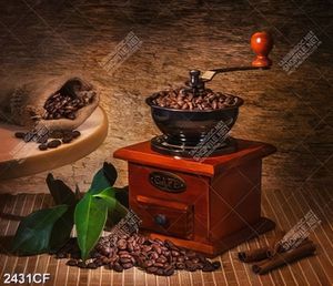 Tranh xay hạt cà phê thủ công