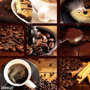 Tranh bộ ghép coffee nóng và hạt nâu