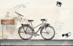 Tranh derco bức tường gạch xe đạp