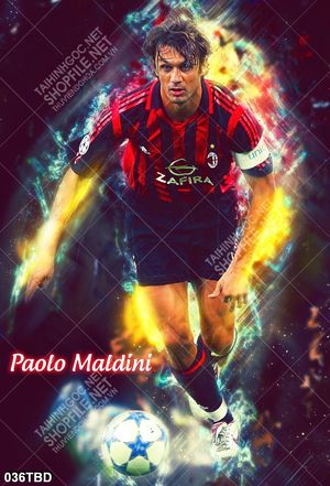 Tranh cầu thủ đá bóng Paolo Maldini