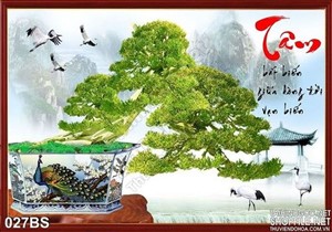 Tranh bonsai 3d nghệ thuật chữ tâm