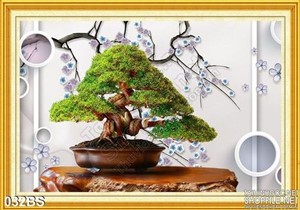 Tranh bonsai khổ ngang nghệ thuật psd