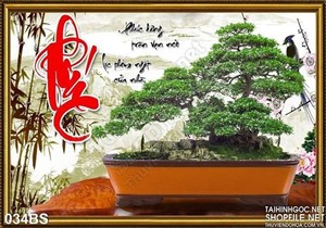 Tranh bonsai chữ phúc 3d