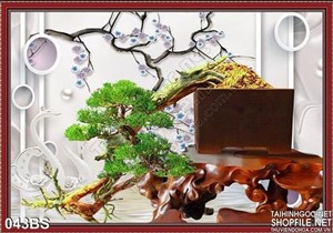 Tranh bonsai kiểu dáng đẹp in gạch