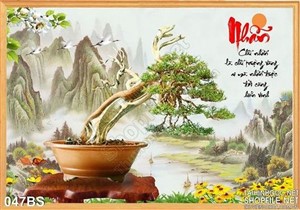 Tranh bonsai nghệ thuật chữ nhẫn