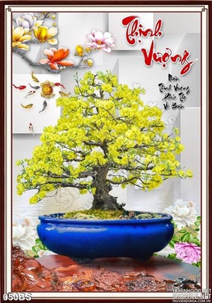 Tranh bonsai hoa mai thịnh vượn 3d
