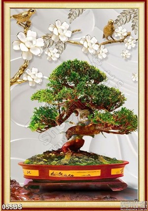 Tranh bonsai đẹp lụa 3d