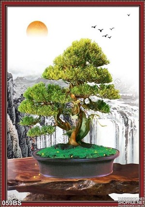 Tranh bonsai in gạch đẹp