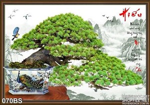 Tranh bonsai lớn chữ hiếu ấn tượng