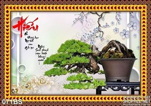 Tranh bonsai nghệ thuật 3d chữ hiếu
