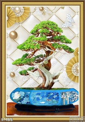 Tranh bonsai ấn tượng giả ngọc 3d