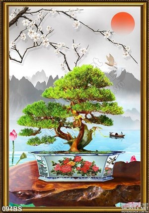 Tranh bonsai đẹp nghệ thuật in uv