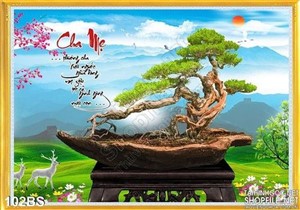 Tranh bonsai độc lạ chữ cha mẹ ý nghĩa