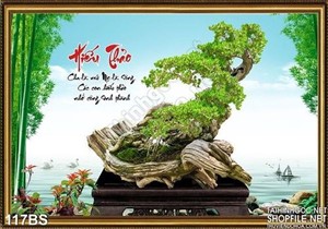 Tranh bonsai độc đáo chữ hiếu thảo