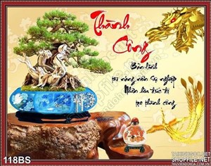Tranh bonsai con rồng chữ thành công