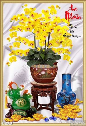 Tranh hoa lan chữ an nhiêu