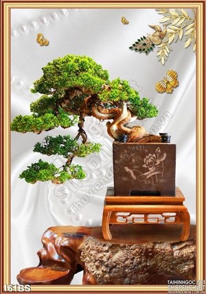Chậu bonsai đẹp ấn tượng lụa 3d