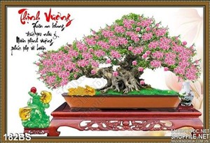 Chậu bonsai hoa đào thịnh vượng psd