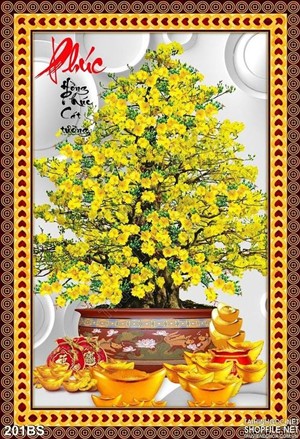 Chậu bonsai hoa mai và những cụng vàng