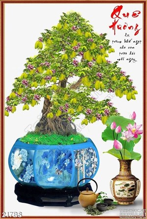 Chậu bonsai hoa đào quê hương