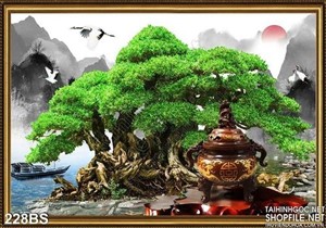 Tranh bonsai đồ sộ nghệ thuật nhật bản