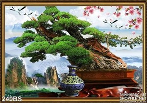 Tranh bonsai gốc cổ thụ độc đáo