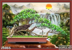 Chậu bonsai in gạch thác nước