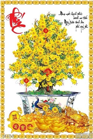 Chậu bonsai chữ phúc hoa đào năm mới 2020