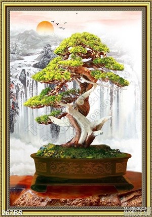 Chậu bonsai in gạch file psd đẹp ấn tượng