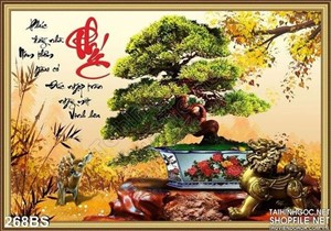 Chậu bonsai chữ phúc và con kì lần
