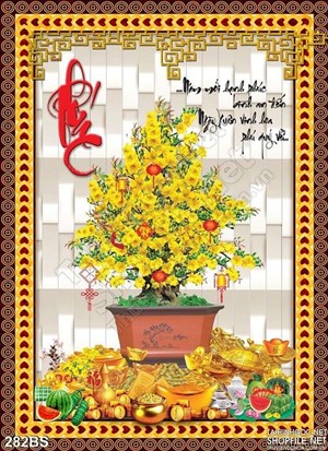Chậu bonsai in gạch hoa mai đẹp