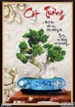 Chậu bonsai cát tướng đẹp in gạch men