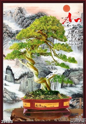 Tranh bonsai độc đáo chữ an năm mới