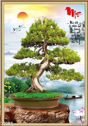 Tranh bonsai nghệ thuật nhật bản chữ mẹ ý nghĩa