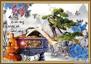 Tranh bonsai dáng độc đáo chữ sống